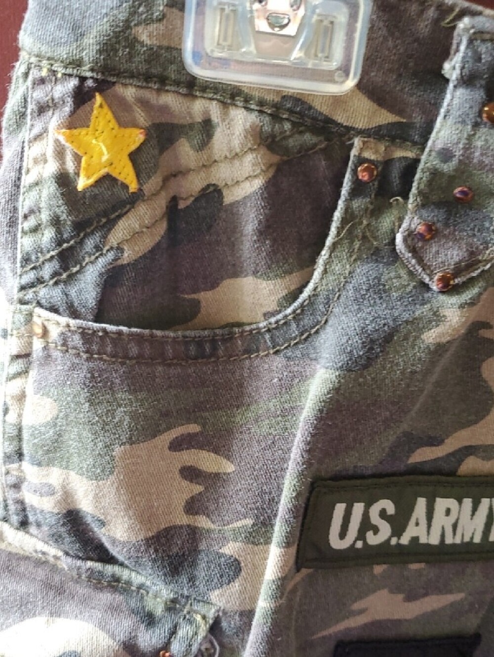 Zoey Beth Camouflage Cargo Mini Skirt with U.S. Army Patches - Picture 7 of 10